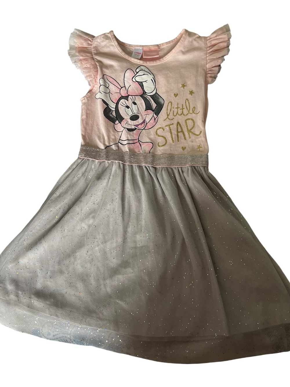 Girls Pink Minnie Mouse 'Little Star' Glitter Tulle Dress